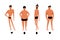 Male body shapes set - inverted triangle, oval, rectangle, rhomboid figure types. Human anatomy body shapes cartoon