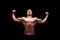 Male bodybuilder gesturing happiness