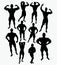 Male bodybuilders vector silhouette