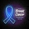 Male Breast Cancer Awareness Month Emblem, Blue Ribbon Symbol