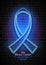 Male Breast Cancer Awareness Month Emblem, Blue Ribbon Symbol