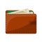 Male brown leather wallet isolated icon
