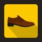 Male brown shoe icon, flat style