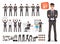 Male business character vector set. Cartoon character creation of business man standing