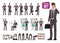 Male business characters vector set. Cartoon character creation of business man holding moblie phone