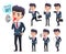 Male business vector character set. Business man office employee characters standing.