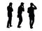 Male businessman thinks goes black silhouette figure