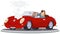 Male in car accident. Broken auto. Illustration for internet and mobile website