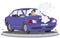 Male in car accident. Broken auto. Illustration for internet and mobile website