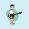 Male cartoon character band guitar theme