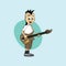 male cartoon character band guitar theme