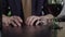 Male Caucasian fingers tapping the table. Hands of unrecognizable nervous man close-up. Unknown guy pounding table with