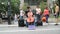 Male cellist performing a classical concert in the street at Paulista Avenue