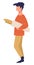 Male character carrying French baguette, shopping man vector