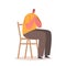 Male Character Catholic Prayer With Clasped Hands Sitting on Chair Lost In Deep Thought. Man Praying Vector Illustration