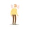 Male Character Old Weak Hearing Colourful vector Toon Cute Illustration