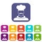 Male chef cook icons set