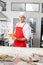 Male Chef Holding Tray With Stuffed Ravioli Pasta