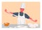 Male chef pulling handmade noodle. Simple flat illustration