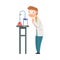 Male Chemist Doing Chemical Experiment, Scientist or Student Character Working at Medical or Researching Laboratory