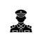 Male chief officer black glyph icon