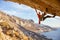 Male climber on overhanging rock