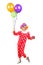 Male clown with a bunch of balloons