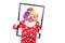 Male clown holding a picture frame