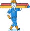 Male Construction Worker Cartoon Logo Icon