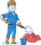 Male Construction Worker Cartoon Logo Icon