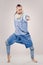 Male contemporary hip hop dancer in denim