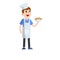 Male cook in a white apron. Cartoon flat illustration