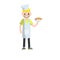 Male cook in a white apron. Cartoon flat illustration