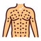 Male coolsculpting color line icon. Flanks correction. Plastic surgery. Isolated vector element. Outline pictogram for web page,