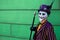Male cosplayer dressed as The Joker from Batman