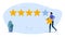 Male customers give five stars. Excellent ranking of the best business services. customer experience concept