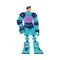 Male cyborg with artificial robotic body flat vector illustration isolated.