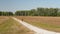 male cyclist on a gravel bike riding Steamboat Trace Trail in Nebraska