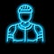 male cyclist neon glow icon illustration