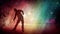 Male Dancer Silhouette with Glitter Rainbow Background