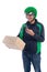 Male delivery courier scanning barcode