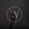 Male devil horn rock and roll hand gesture with abstract neon light glow