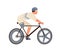 Male disabled athlete with amputated leg ride on bike vector flat illustration. Paralympic sportsman cyclist in