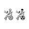 Male disabled interview outline and glyph icons