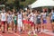 Male distance runners prepare race