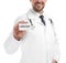 Male doctor  card with word UROLOGY on white background, closeup