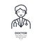 Male doctor editable stroke outline icon isolated on white background flat vector illustration. Pixel perfect. 64 x 64