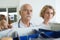 Male doctor and female nurse in archives room