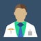 Male Doctor. Medical object flat icon. Vector Illustration.