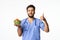 male doctor plate with vegetables healthy food nutritionist